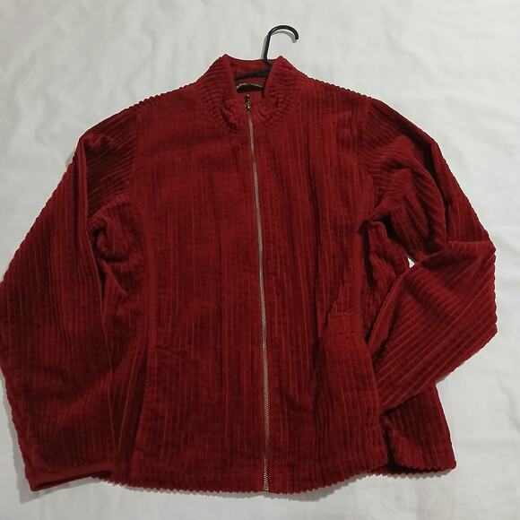 Woolrich Women's Large Cranberry Full-Zip 100% Wide Corduroy Jacket Pockets - Picture 3 of 14